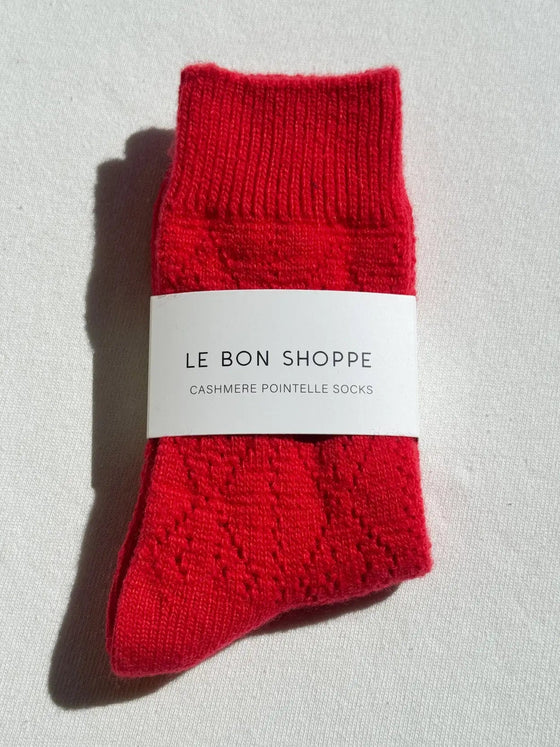 Le Bon Shoppe // Socks Cachemire Pointelle Rouge
