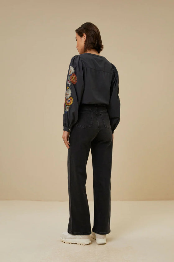 by bar amsterdam // Bluse Rikki Embroidery Charcoal