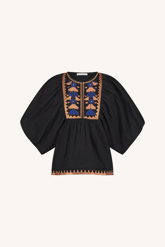 by-bar amsterdam // Bluse Gabie Embroidery Jet Black