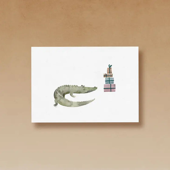 tucán y limón // Postkarte Hungry for Christmas - Krokodil mit Geschenken