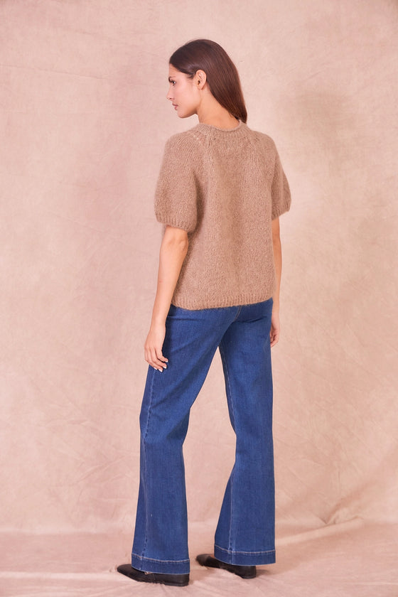 Calie Paris // Pullover Kidmohair kurzarm Taupe