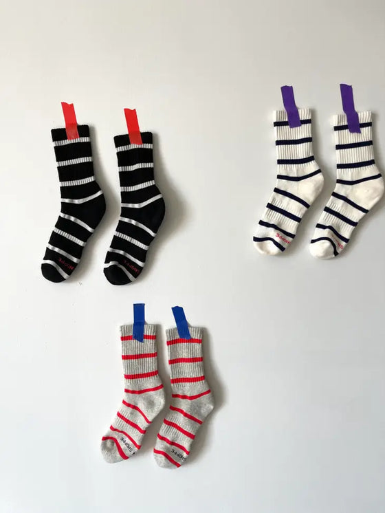Le Bon Shoppe // Striped Boyfriend Socks Black