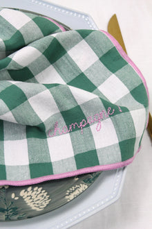  BARNABÉ AIME LE CAFÉ // Stoffserviette Vichy Sauge Champagne