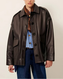  SESSUN // Lederjacke Harriboyd Coffee