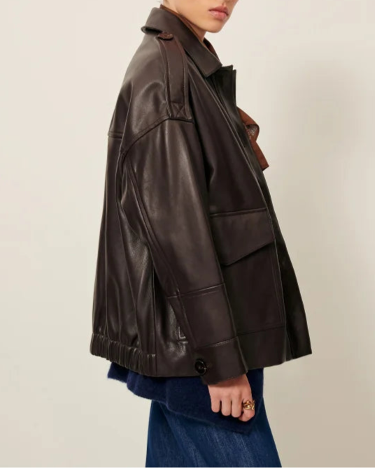 SESSUN // Lederjacke Harriboyd Coffee