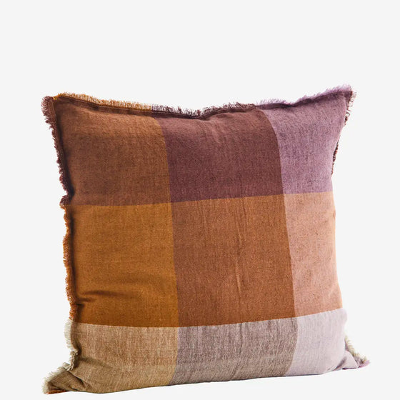 Madame Stoltz // Kissen Linen Burnt Orange Lilac Bordeaux 60x60