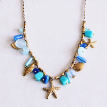  Bazou // Kette Breloques en coquillage et pierres menthe/bleues