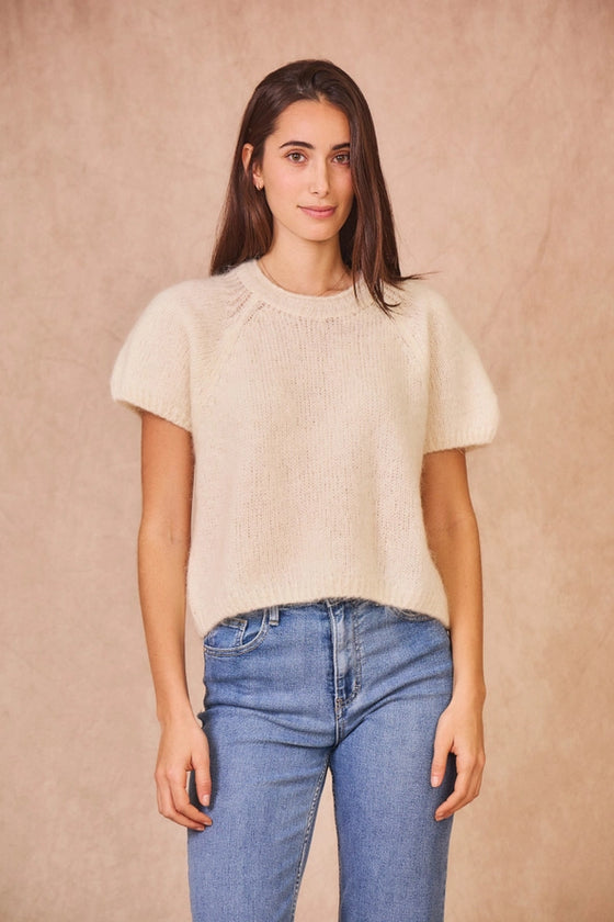Calie Paris // Pullover Kidmohair kurzarm Ecru