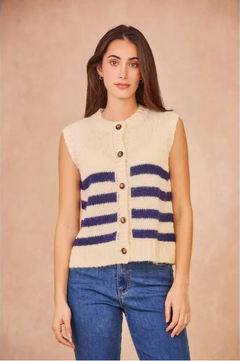 Calie Paris // Strickweste Martine rayures bleu