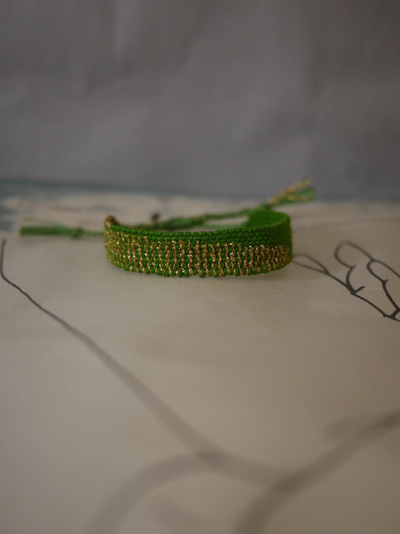 MYRIAM BALAŸ // Bracelet Loom N° 85V Doré Vert