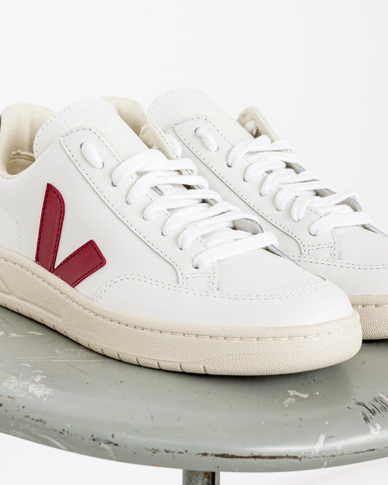 VEJA // Sneaker V-12 Leather Extra White Marsala Nautico
